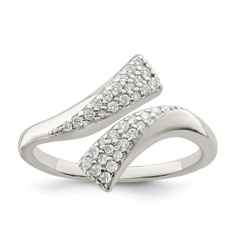 Sterling Silver Polished Cz Fancy Bypass Ring