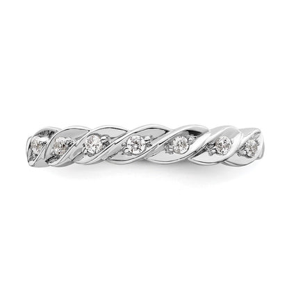 Sterling Silver Rh Polished Cz Twisted Ring
