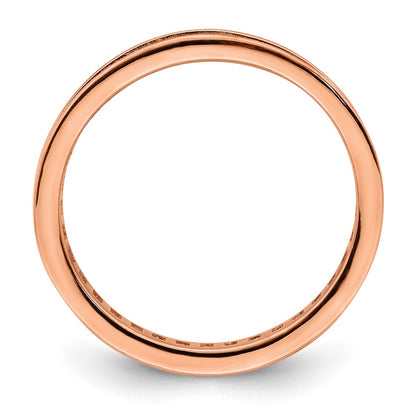 Sterling Silver Polished Rose Tone Channel Set Cz Band