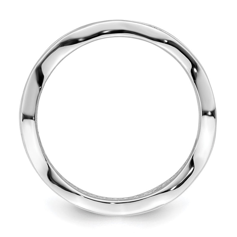 Sterling Silver Rhodium Plated Cz Wavy Ring