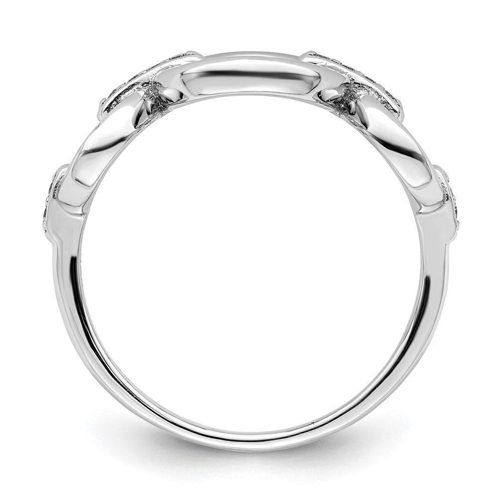 Sterling Silver Rhodium Plated Polished Oval Cz Ring (Size 6 Only)