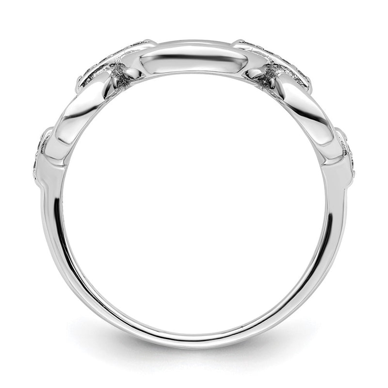 Sterling Silver Rhodium Plated Polished Oval Cz Ring (Size 6 Only)
