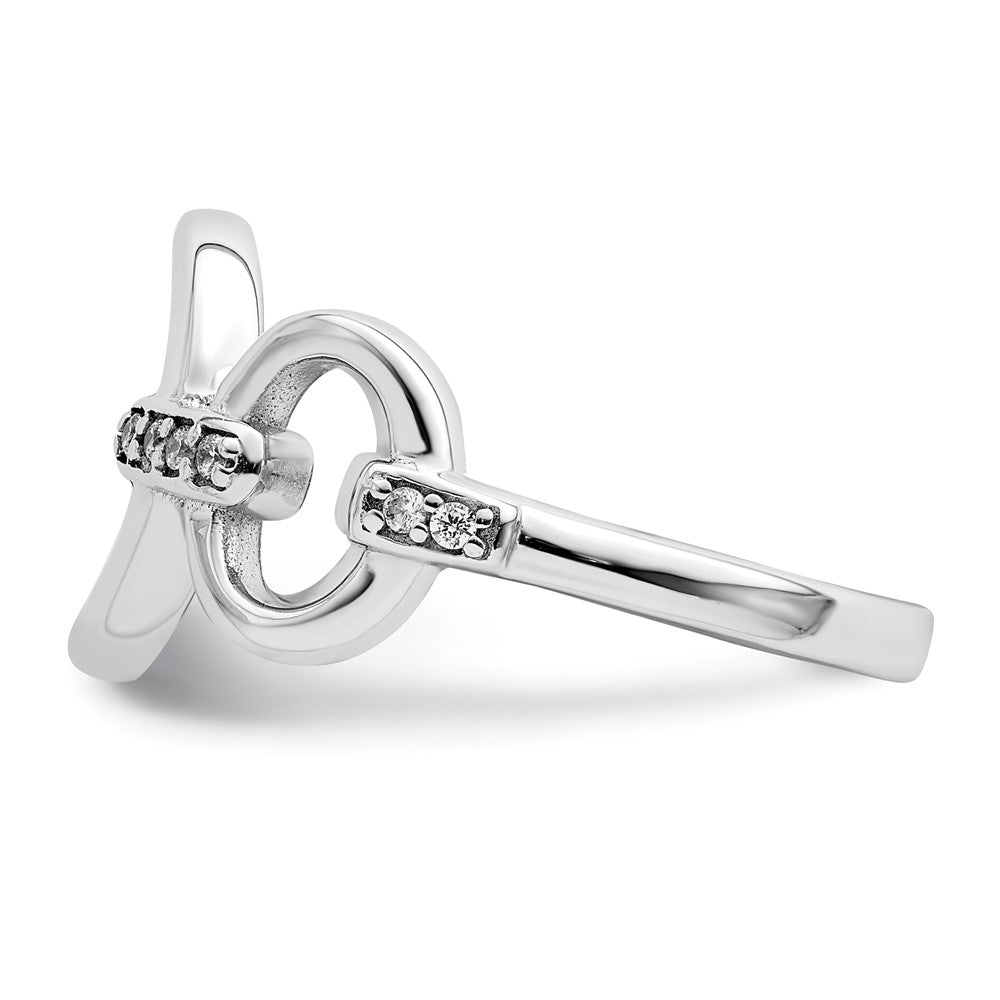 Sterling Silver Rhodium Plated Polished Oval Cz Ring (Size 6 Only)