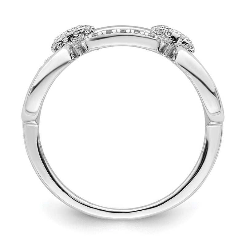Sterling Silver Rhodium Plated Polished Cz 3 Square Ring