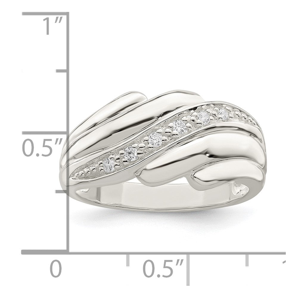 Sterling Silver Cz Wave Ring (Size 6 Only)