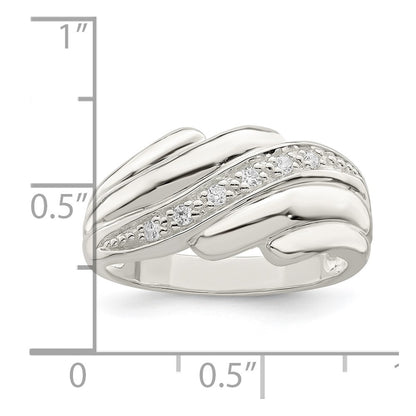 Sterling Silver Cz Wave Ring (Size 6 Only)
