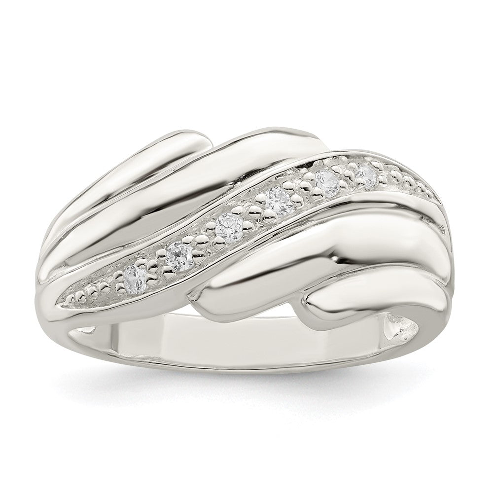 Sterling Silver Cz Wave Ring (Size 6 Only)