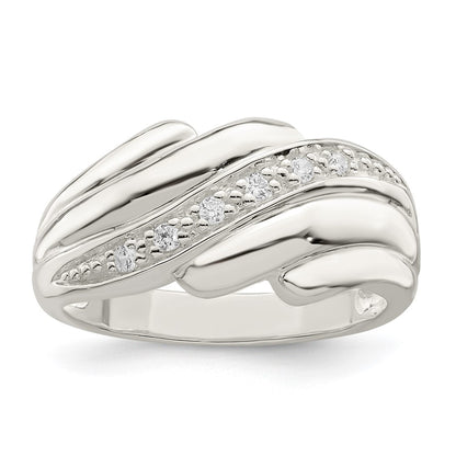 Sterling Silver Cz Wave Ring (Size 6 Only)