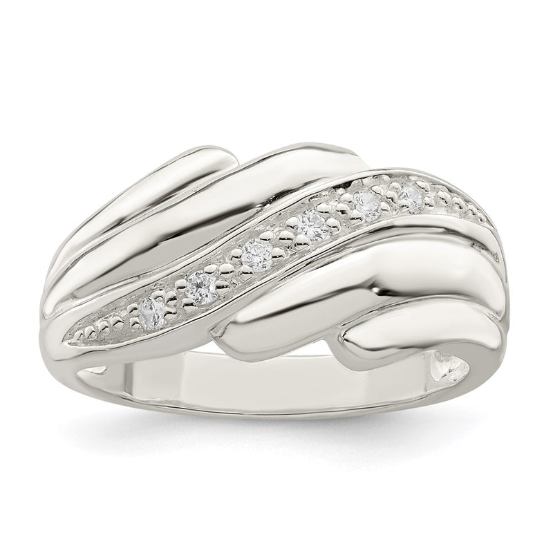 Sterling Silver Cz Wave Ring (Size 6 Only)