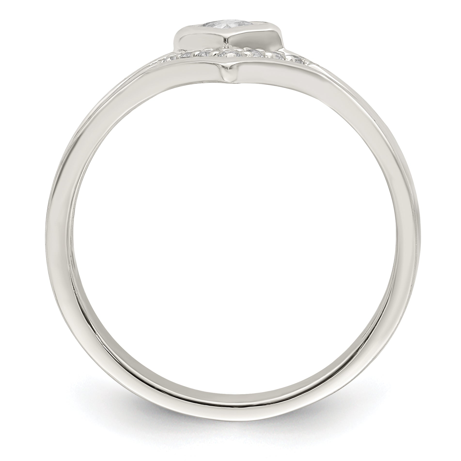 Sterling Silver Polished Square Cz 3 Ring Set