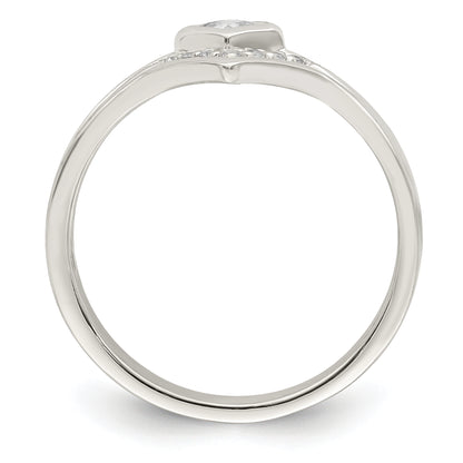 Sterling Silver Polished Square Cz 3 Ring Set