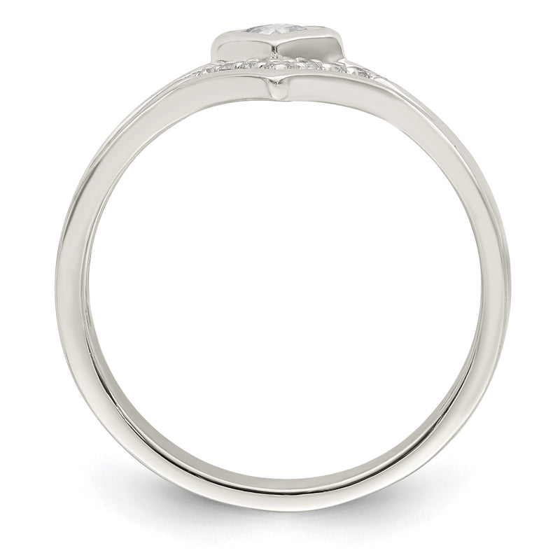 Sterling Silver Polished Square Cz 3 Ring Set