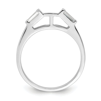 Sterling Silver Rhodium Plated Cz Two Piece Wedding Set Rings