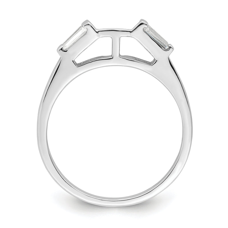 Sterling Silver Rhodium Plated Cz Two Piece Wedding Set Rings