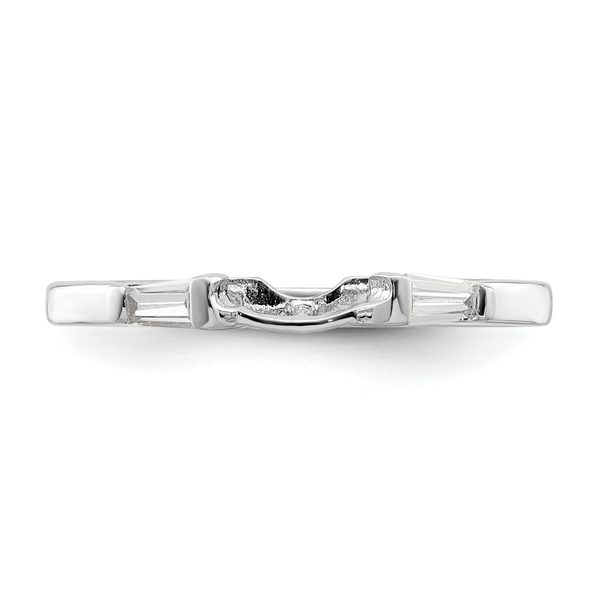 Sterling Silver Rhodium Plated Cz Two Piece Wedding Set Rings