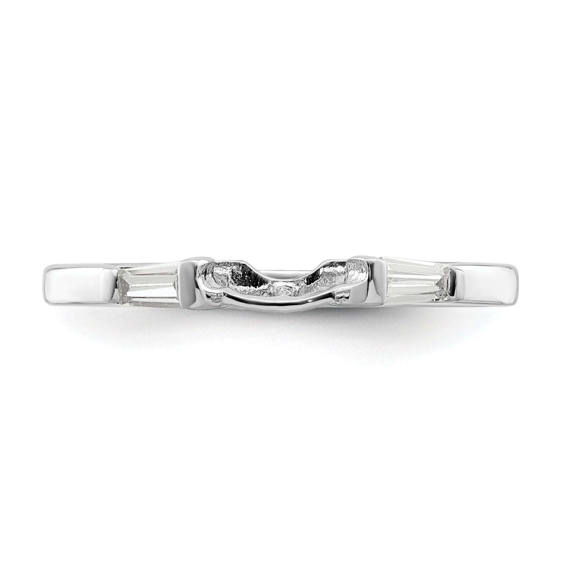 Sterling Silver Rhodium Plated Cz Two Piece Wedding Set Rings