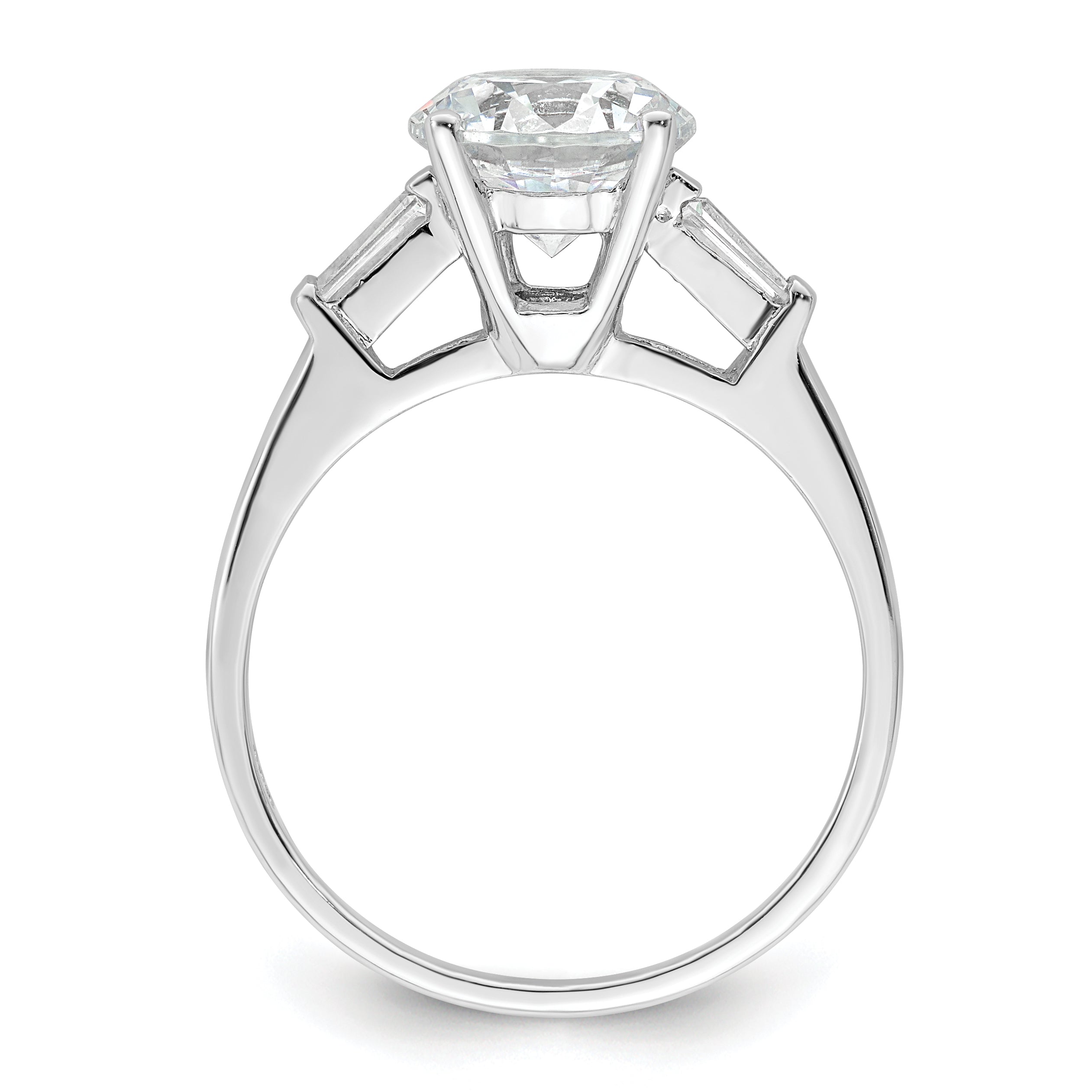 Sterling Silver Rhodium Plated Cz Two Piece Wedding Set Rings
