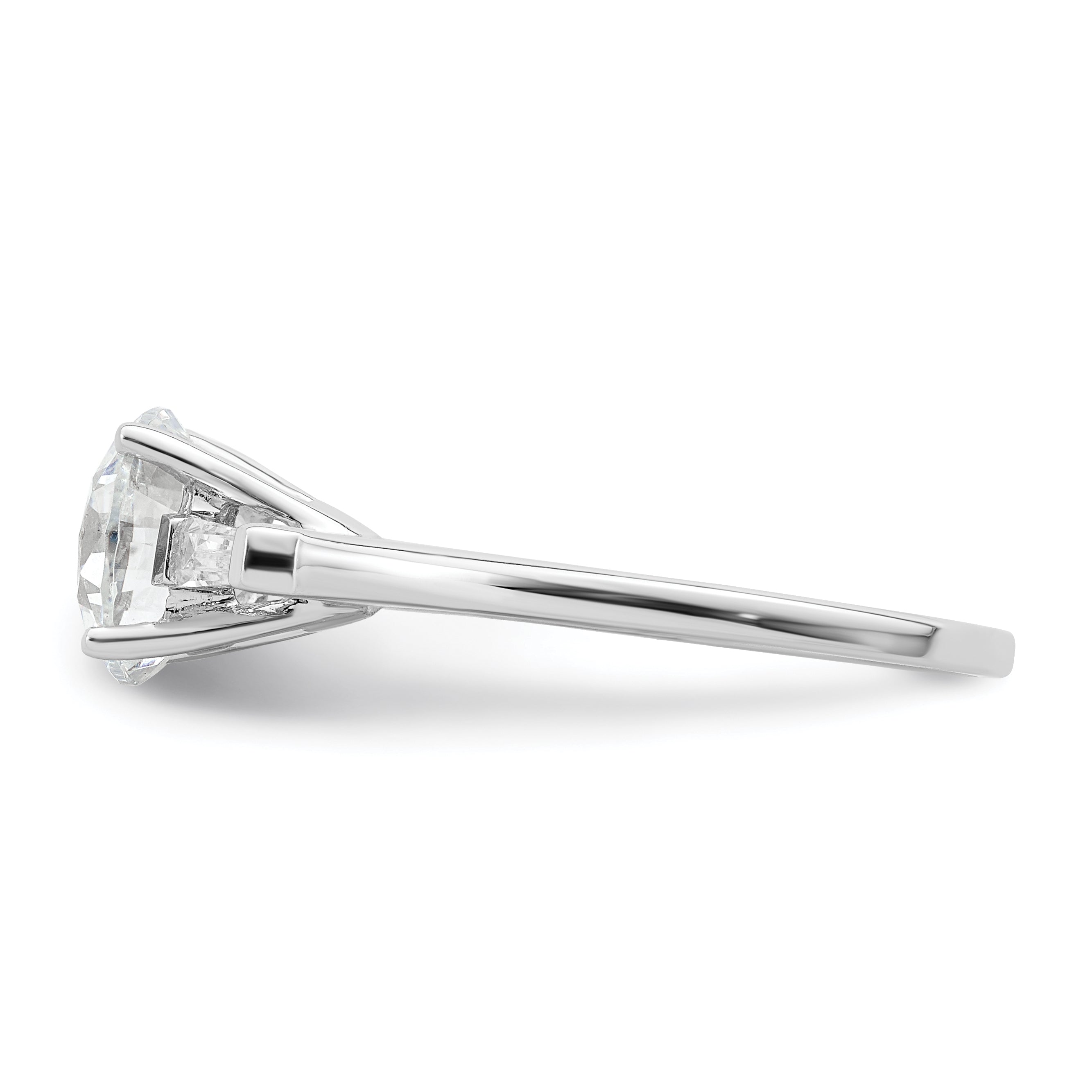 Sterling Silver Rhodium Plated Cz Two Piece Wedding Set Rings