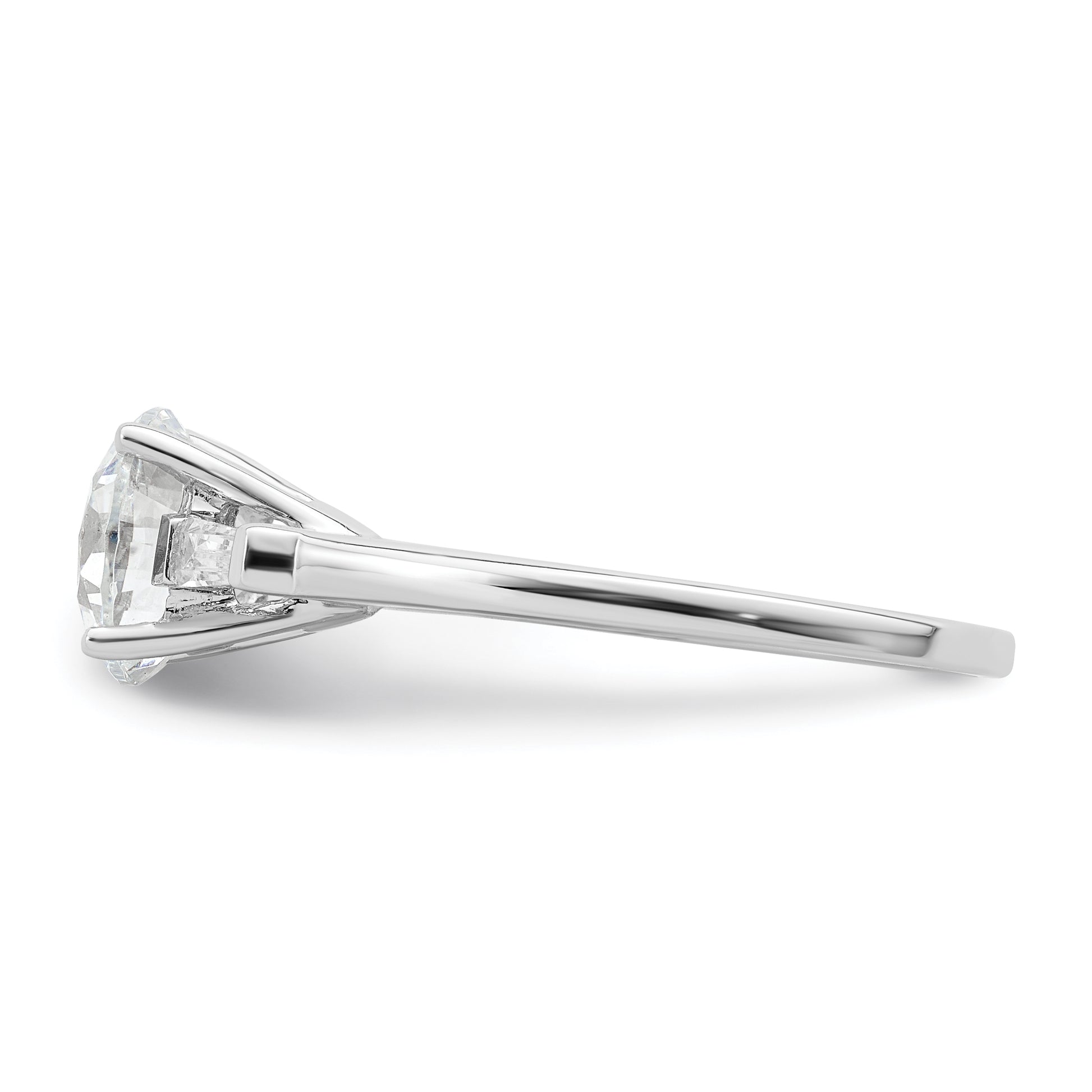 Sterling Silver Rhodium Plated Cz Two Piece Wedding Set Rings