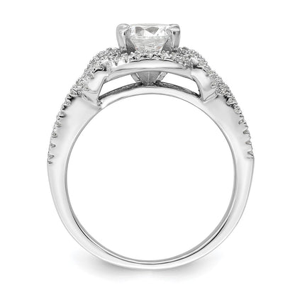 Sterling Silver Rhodium Plated 2 Piece Cz Bridal Ring Set