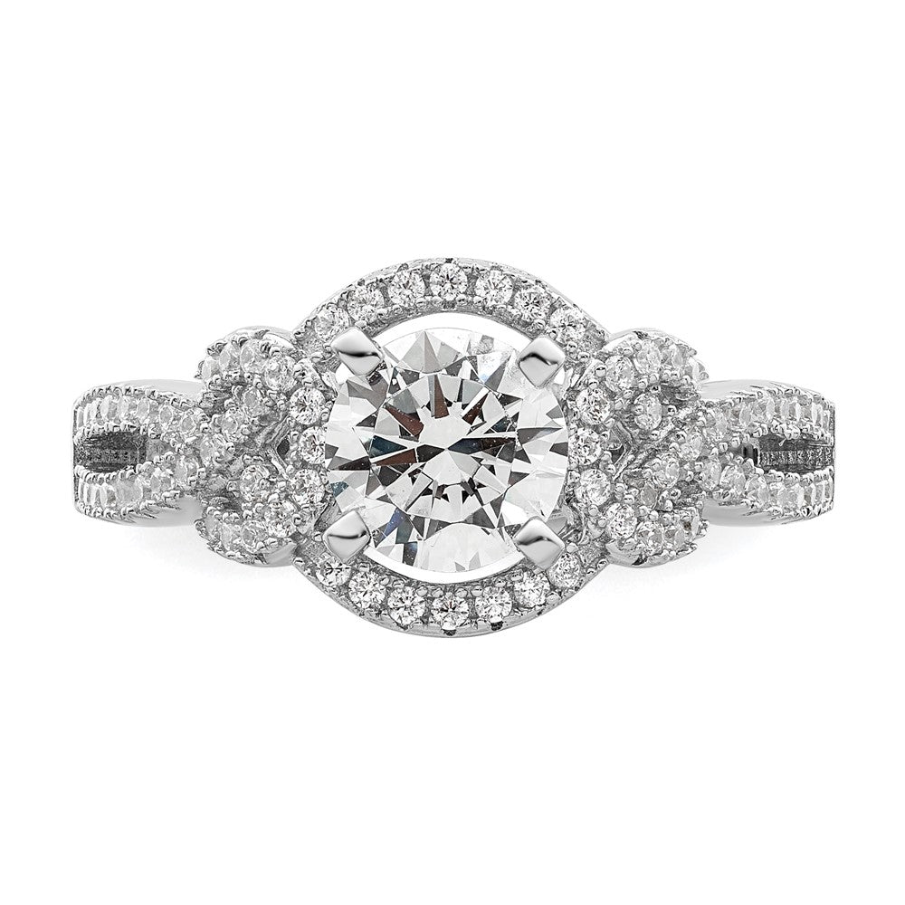 Sterling Silver Rhodium Plated 2 Piece Cz Bridal Ring Set