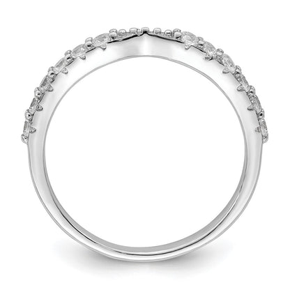 Sterling Silver Polished Rhodium Plated Cz Trio 3 Ring Set