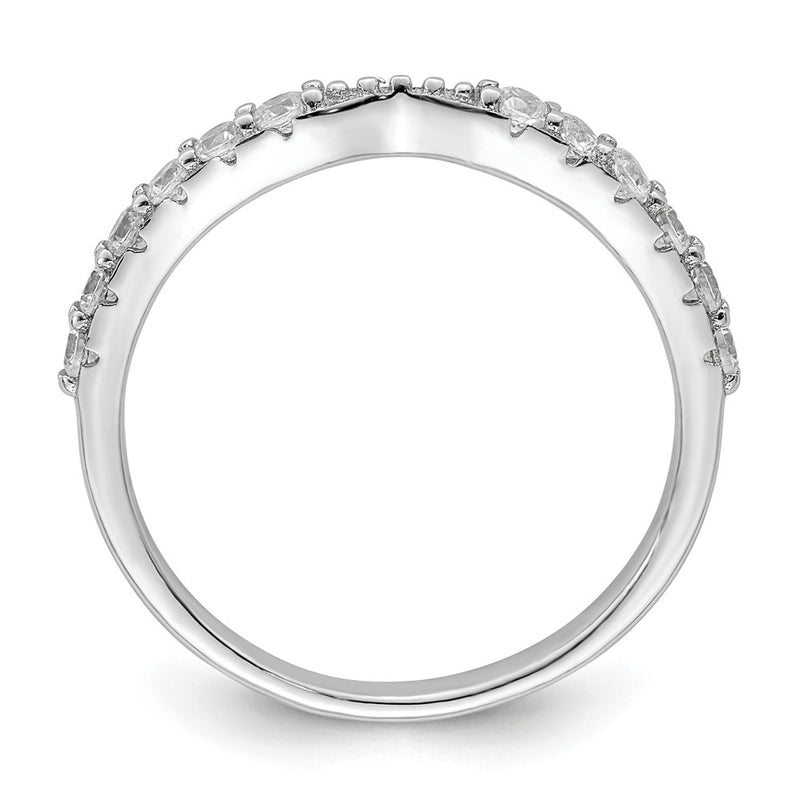 Sterling Silver Polished Rhodium Plated Cz Trio 3 Ring Set