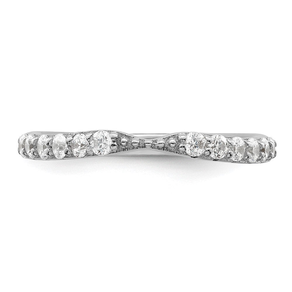 Sterling Silver Polished Rhodium Plated Cz Trio 3 Ring Set