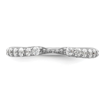 Sterling Silver Polished Rhodium Plated Cz Trio 3 Ring Set