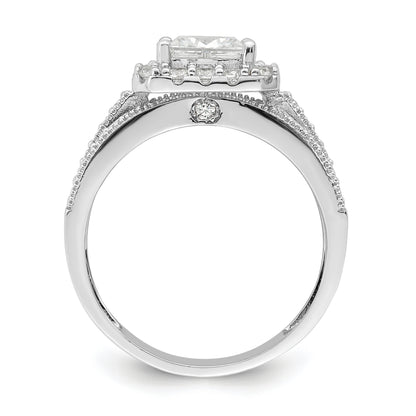 Sterling Silver Rhodium Plated Cz 3 Piece Bridal Ring Set