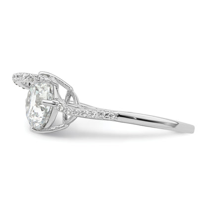 Sterling Silver Rhodium Plated Overlap Cz Ring