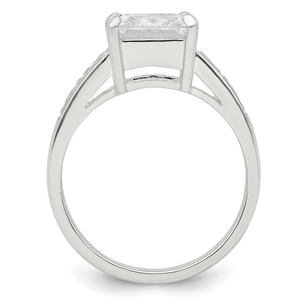 Sterling Silver Cz Greek Key Ring (Size 7 Only)