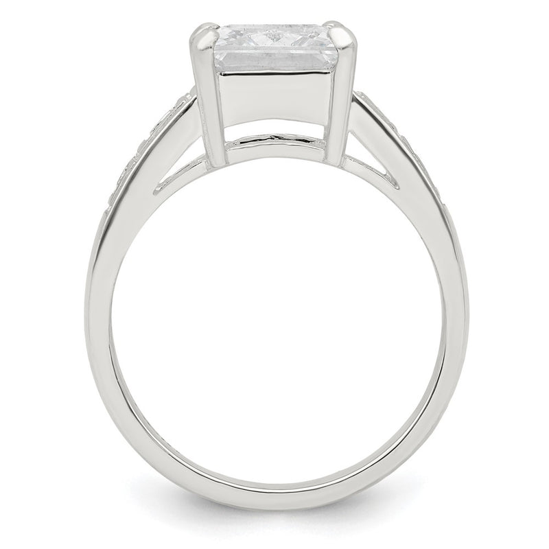 Sterling Silver Cz Greek Key Ring (Size 7 Only)