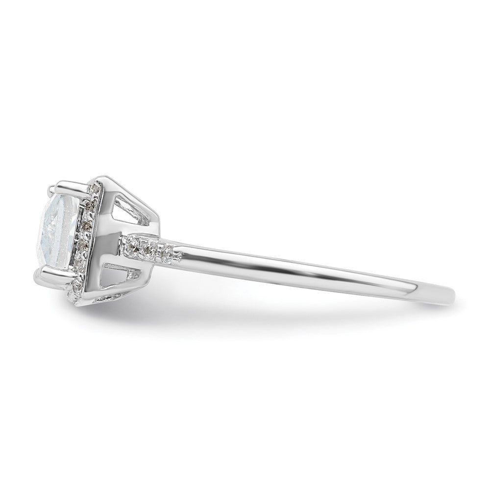 Sterling Silver Rhodium Plated Rectangular Shaped Halo Cz Ring (Size 8 Only)