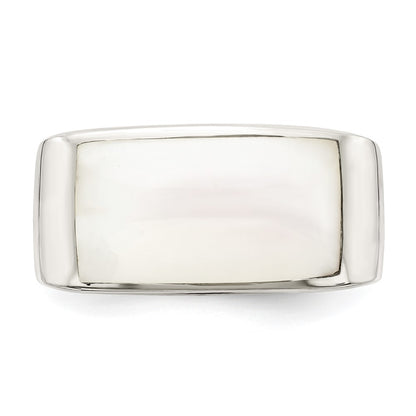 Sterling Silver Polished Mother Of Pearl Ring (Size 6 Only)