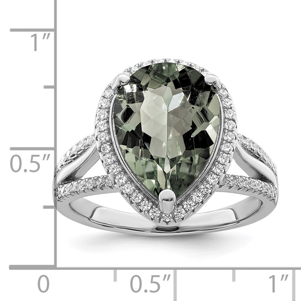 Sterling Silver Rhodium Plated Polished Cz & Black Crystal Ring (Size 6 Only)