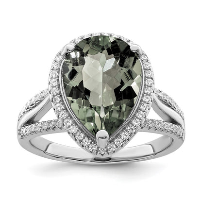 Sterling Silver Rhodium Plated Polished Cz & Black Crystal Ring (Size 6 Only)
