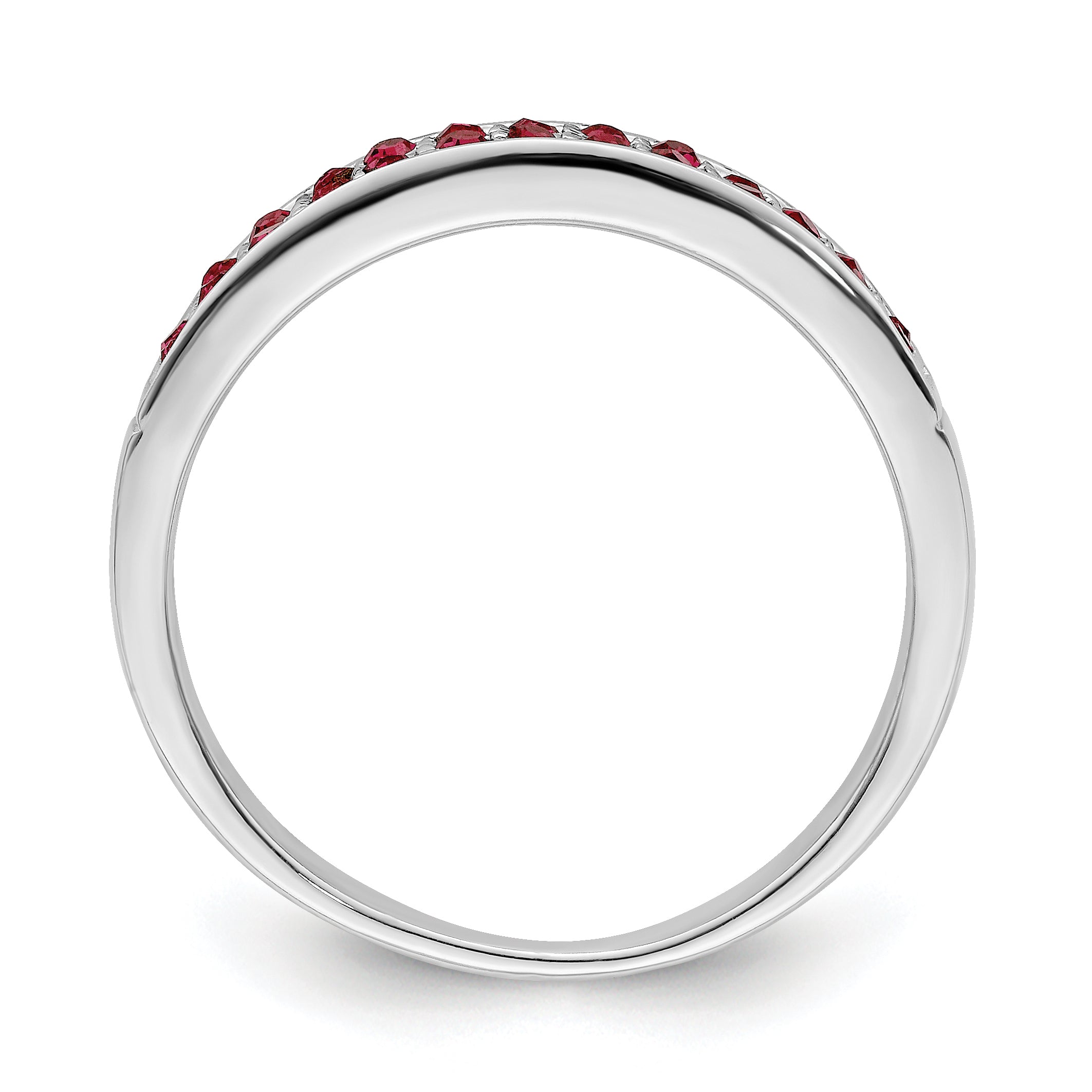 Sterling Silver Rhodium Plated Polished Red Crystal Ring