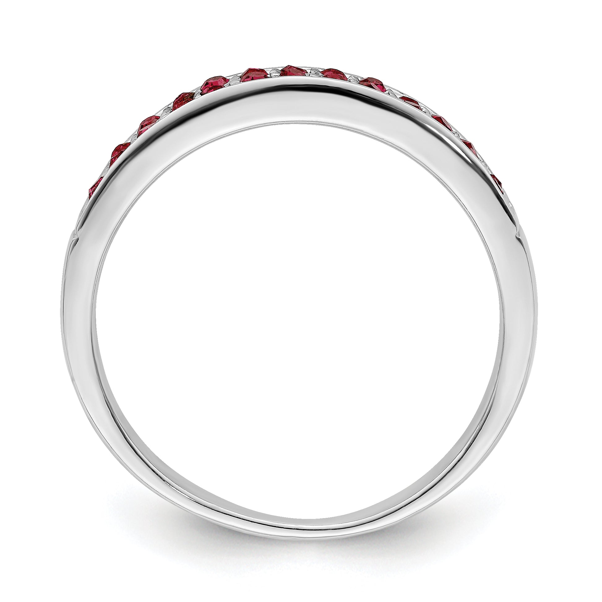 Sterling Silver Rhodium Plated Polished Red Crystal Ring