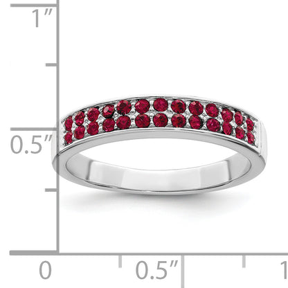 Sterling Silver Rhodium Plated Polished Red Crystal Ring