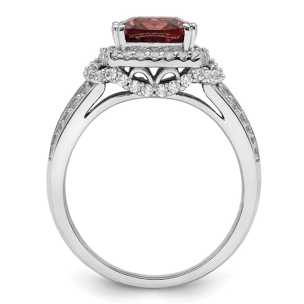 Sterling Silver Rhodium Plated Smoky Pink & White Cz Ring (Size 8 Only)