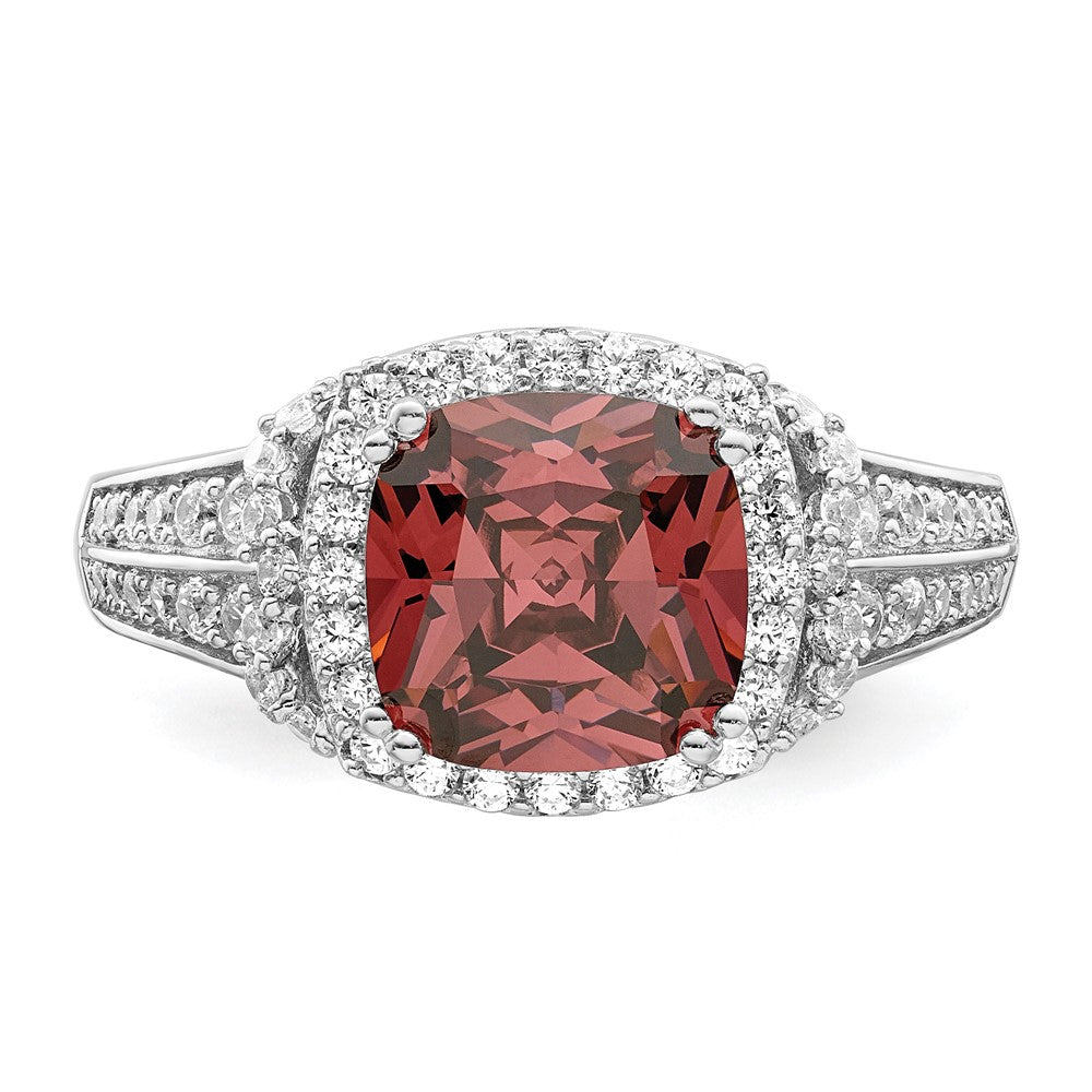 Sterling Silver Rhodium Plated Smoky Pink & White Cz Ring (Size 8 Only)