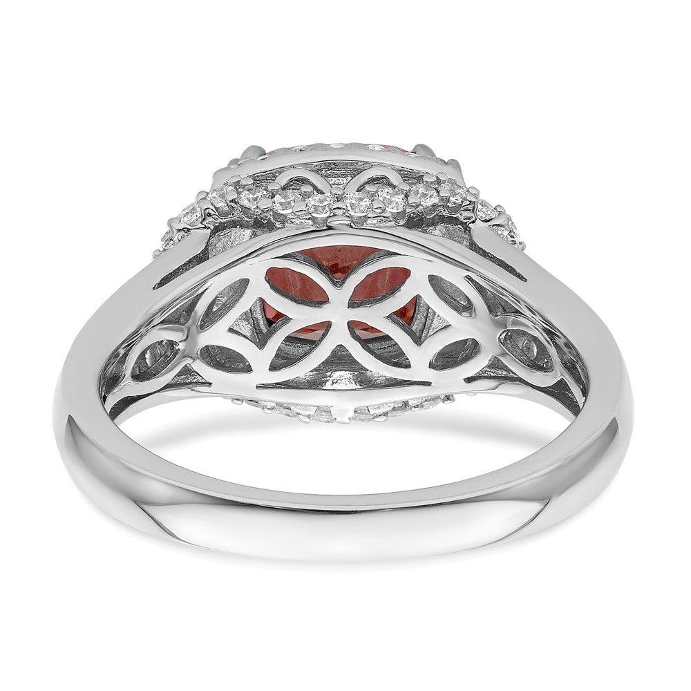 Sterling Silver Rhodium Plated Smoky Pink & White Cz Ring (Size 8 Only)