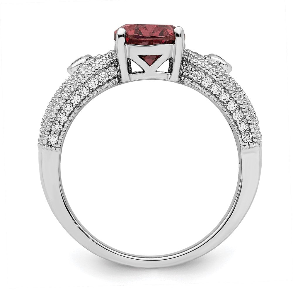 Sterling Silver Rhodium Plated Smoky Pink & White Cz Ring (Size 6 Only)
