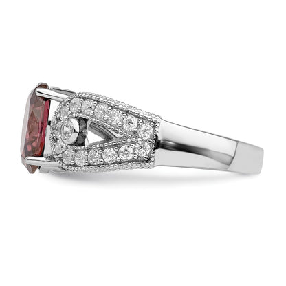 Sterling Silver Rhodium Plated Smoky Pink & White Cz Ring (Size 6 Only)
