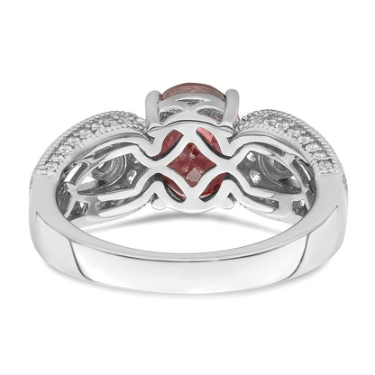 Sterling Silver Rhodium Plated Smoky Pink & White Cz Ring (Size 6 Only)