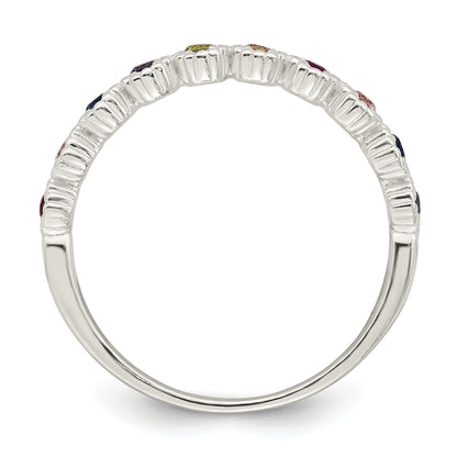 Sterling Silver Polished Rainbow Cz Ring
