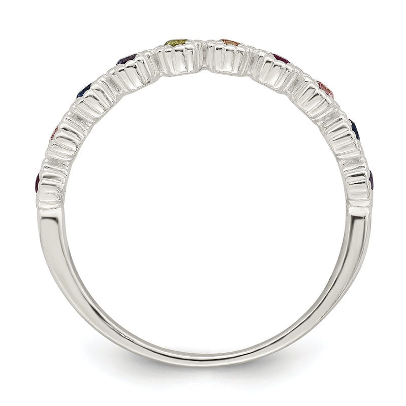 Sterling Silver Polished Rainbow Cz Ring