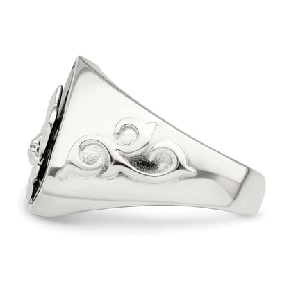 Sterling Silver .03Ruby/Black Agate Fleur De Lis Ring