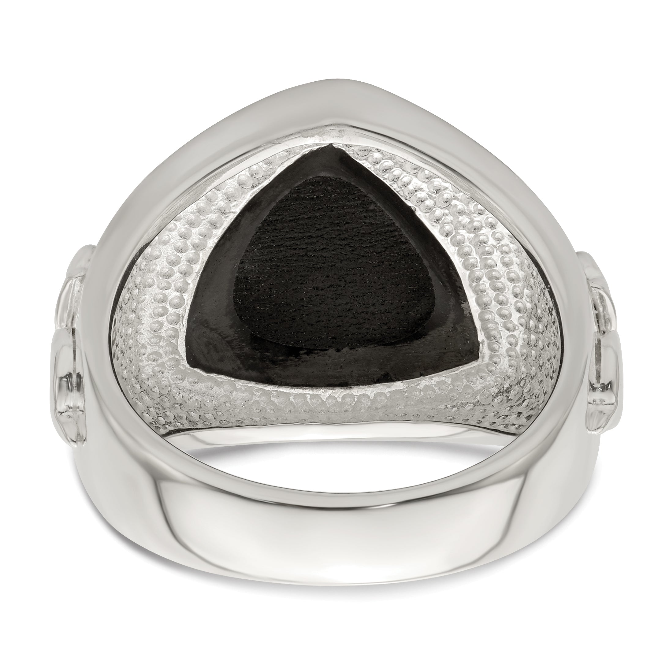 Sterling Silver .03Ruby/Black Agate Fleur De Lis Ring